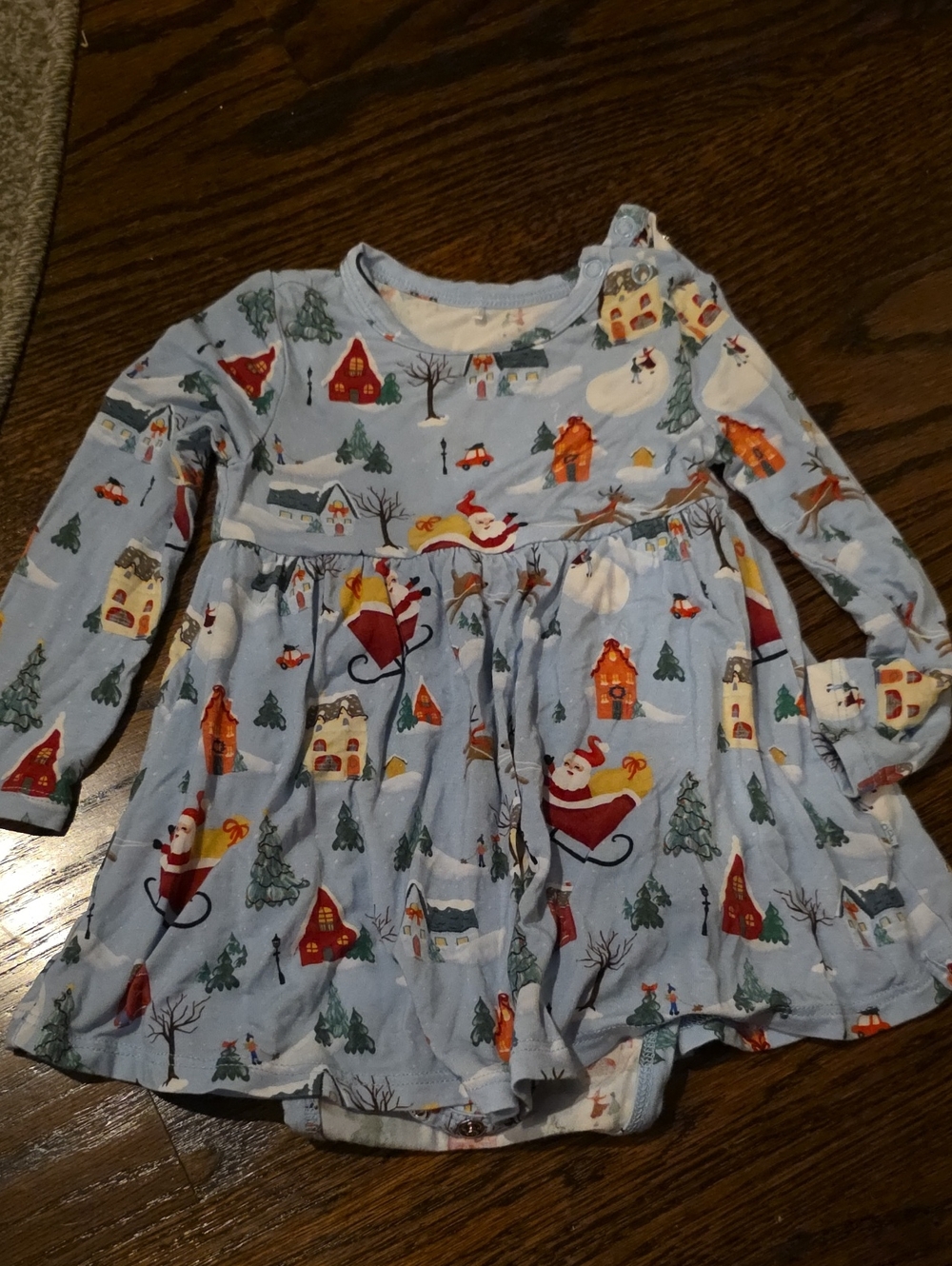 Posh Peanut Light Blue Santa Sleigh Holiday Dress